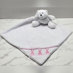 Mainstreet Collection Bear Lovey Smocked Pink Bunny Plush Security Blanket